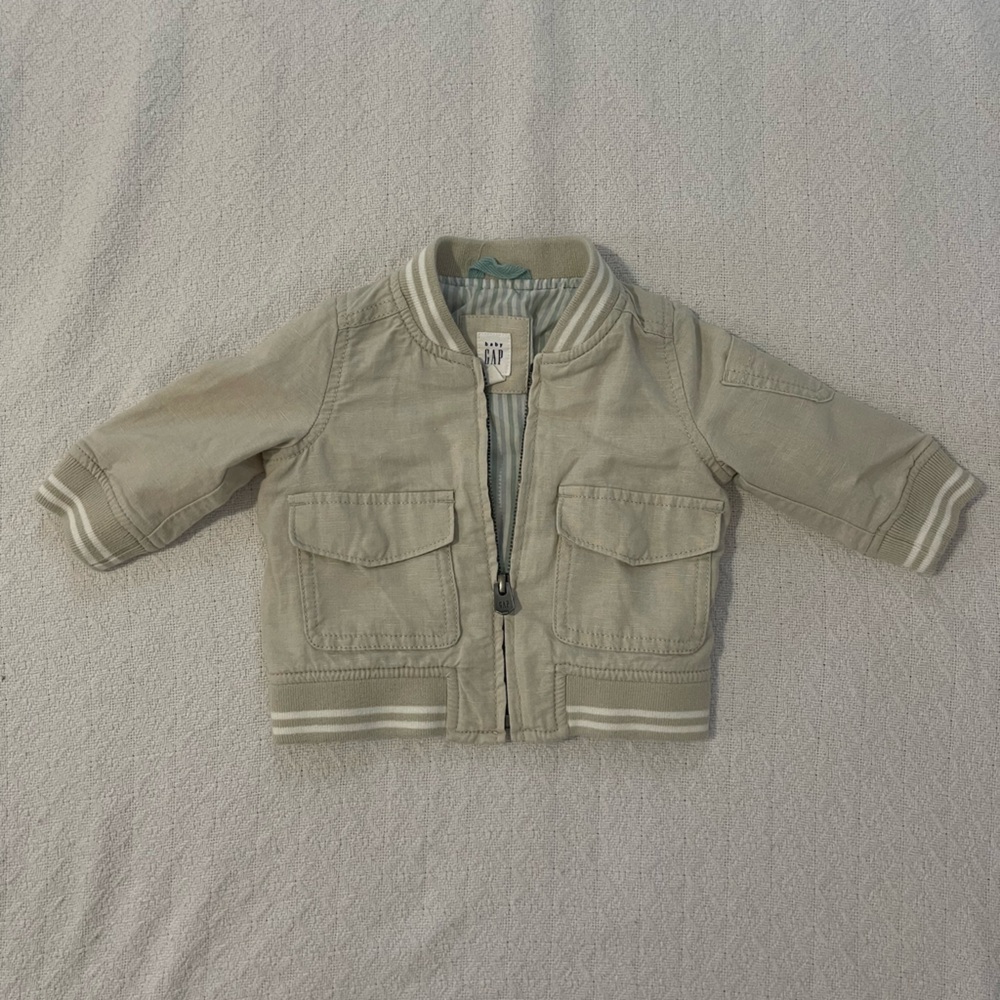 Baby GAP Cream Linen Zipper Jacket with Snap Pockets NWOT